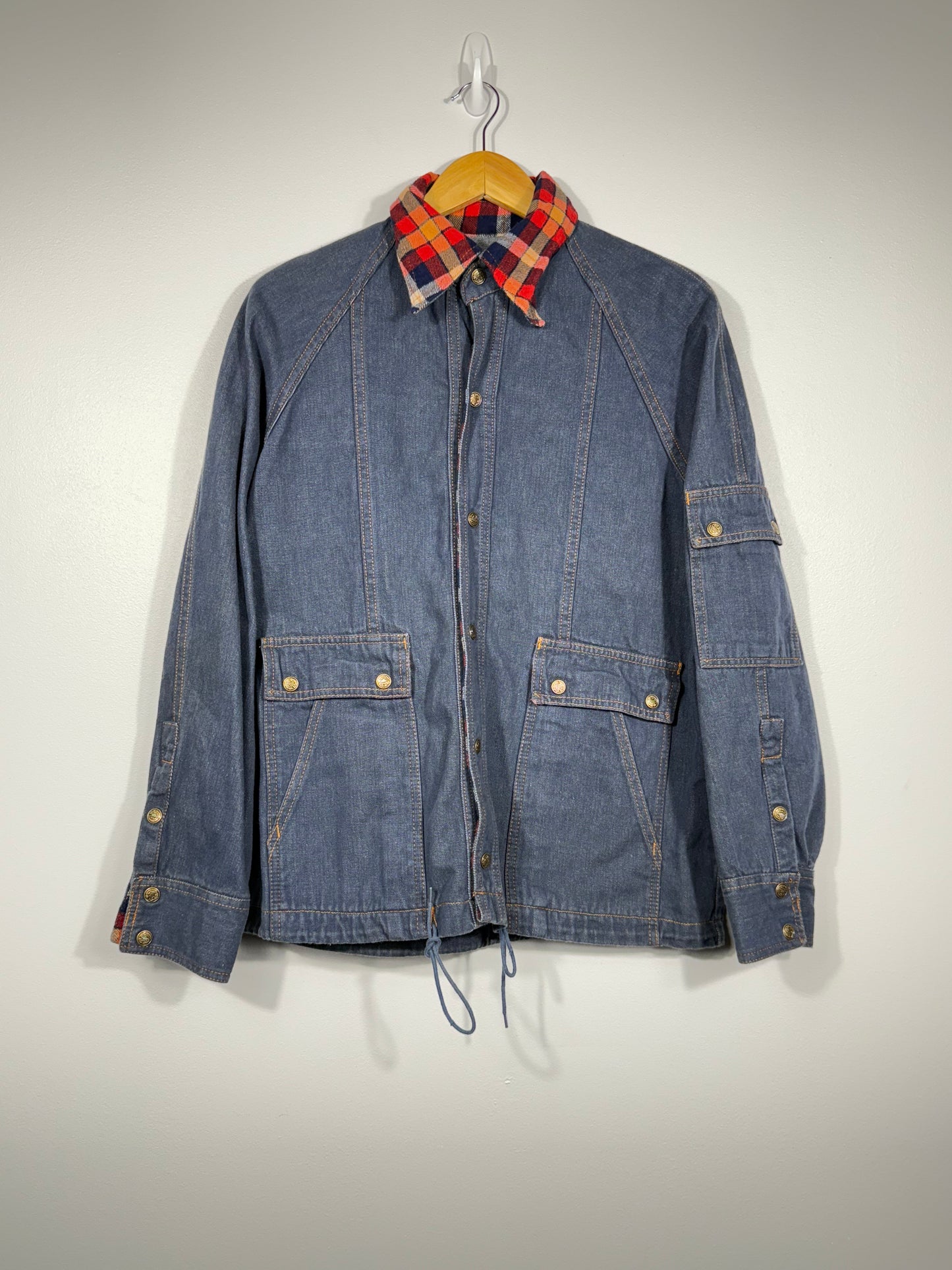 Plaid Collared Jean Jacket 90s