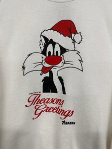 1992 Sylvester the Cat Season Greetings Looney Tunes double sided sweatshirt size Large