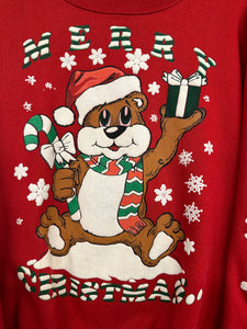 1990 Christmas bear sweatshirt size M
