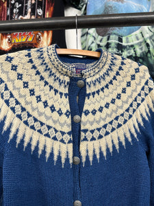 1970s Sundt Norway Fair Isle wool cardigan size L